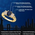 thumbnail image 2 of Gem Stone King 18K Yellow Gold Plated Silver Blue Sapphire and Peach Morganite Filigree Style 3 Stone Ring for Women (2.80 Cttw, Oval 8X6MM and 6X4MM) (Size 8), 2 of 6