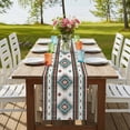 thumbnail image 3 of Turquoise Red Boho Short Table Runner 48 Inches Long,Southwestern Ethnic Aztec Retro Geometric Cotton Linen Table Runners Dresser Scarves,Tabletop Scarf Furniture Cover for Home Dinner Party 13"x48", 3 of 8