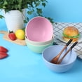 thumbnail image 3 of Nvzi Household Wheat Straw Children's Rice Soup Bowl Anti-fall Dormitory Instant Noodle Bowl Student Plastic Small Bowl Salad Bowl（Pink，15cm）, 3 of 5