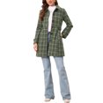 thumbnail image 2 of INSPIRE CHIC Plaid Pea Coat for Women's Single Breasted Vintage Winter Overcoat Trench Outerwear L Green, 2 of 6