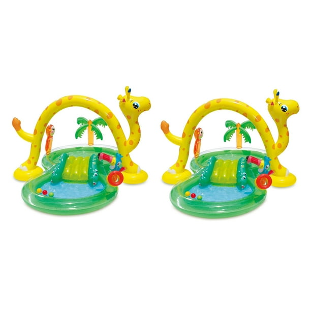 Summer Waves 101in x 75in Inflatable Jungle Play Center Kiddie Pool (2 Pack)