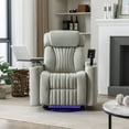 thumbnail image 3 of Recliner With Hidden Arm Storage and LED Light Strip, Cup Holder, Tray Table,and Cell Phone Holder - Grey, 3 of 6