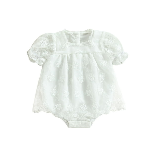 xiaxaixu Bébé Fille Romper, Été Manches Courtes Col Rond Dentelle Floral Short Combinaisons Tops 0-24M