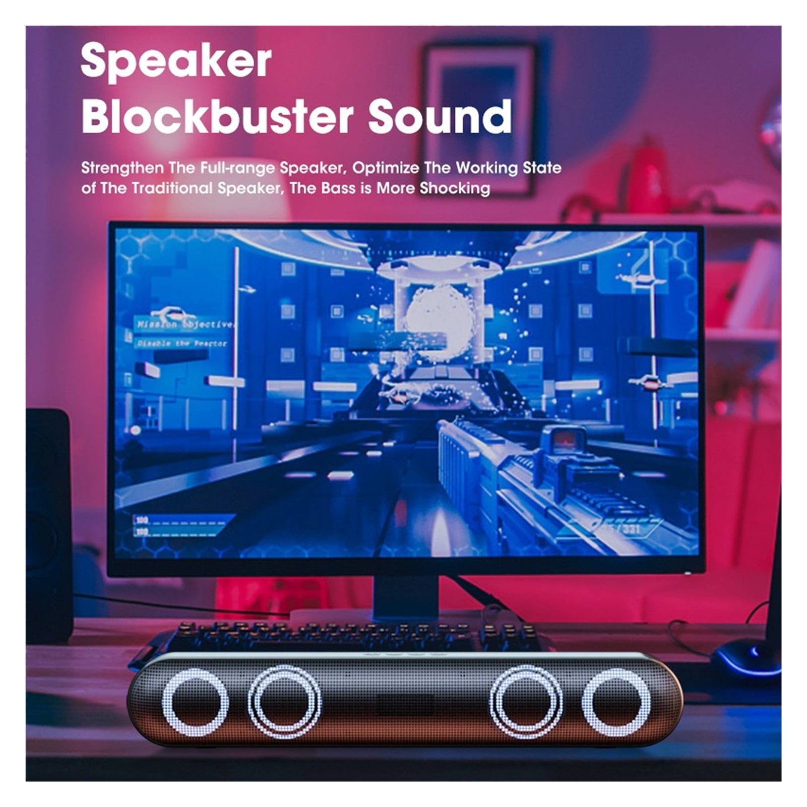 Computer Speakers 6D Stereo Surround Soundbar Bluetooth Speaker For PC Laptop Notebook Home Theater Full Range Loudspeakers ,Impactful Volume Boost