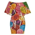 thumbnail image 6 of Sweets And Rainbow Lollipops Pattern Women's Off The Shoulder Ruffles Summer Wedding Guest Loose Casual Party Beach Dress, 6 of 9