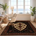 thumbnail image 3 of Design&I 3'x5' Ultra Soft Throw Mat, Black Red Elegant Floral Symmetry Design Intricate Blossoms and Vines with Classic Border Fluffy Washable Easy Care Indoor rug for Bedside Hallway, 3 of 7