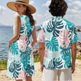 thumbnail image 4 of Jeiento Matching Hawaiian Outfits for Couples Womens Summer Dress Aloha Shirt Tropical Leaves Men Button Down Shirt Matching Dress and Shirt for Couples, 4 of 6