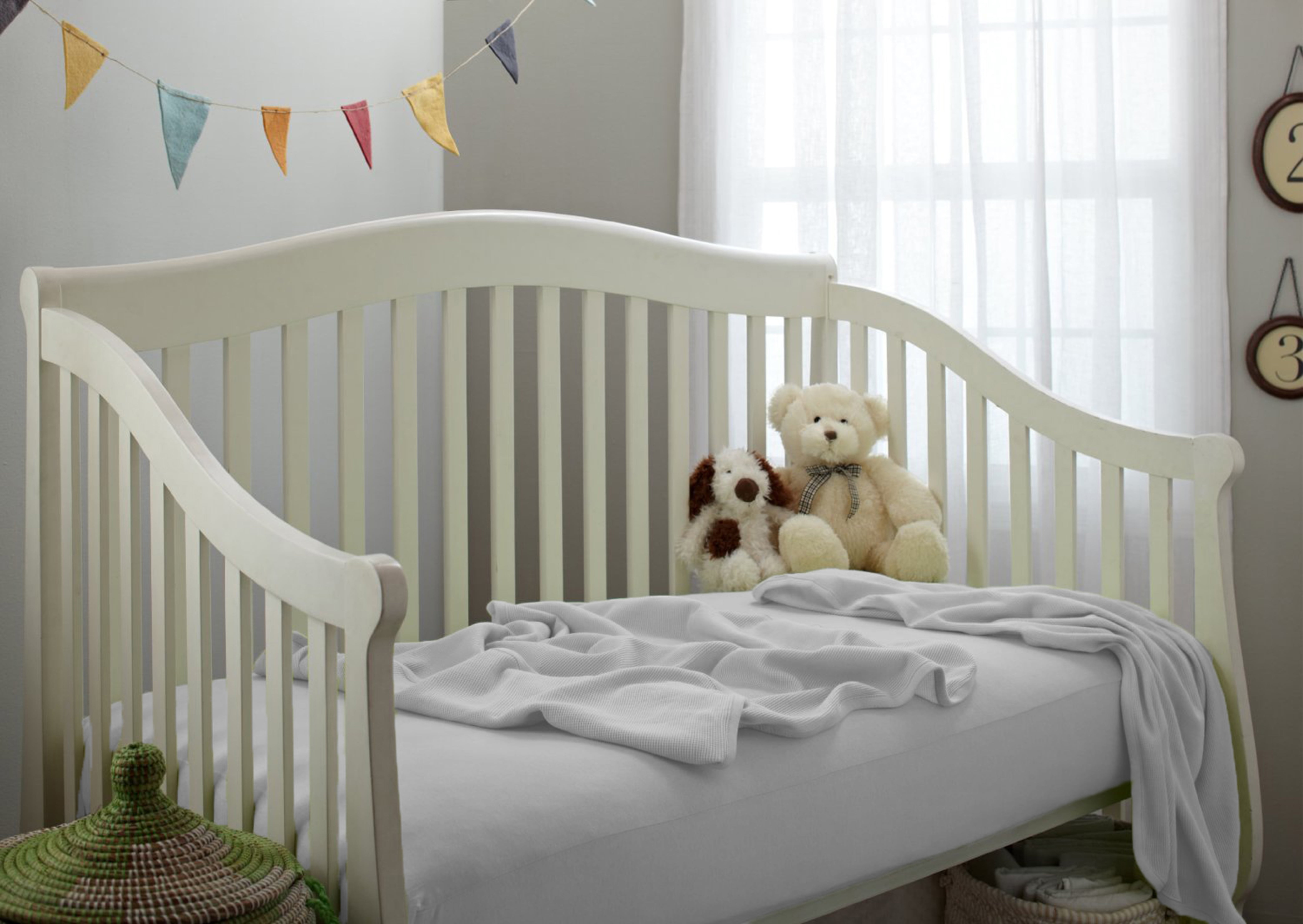 TL Care 3 Pack 100% Natural Cotton Fitted Crib Sheets 52" x 28" - Soft, Breathable, Hypoallergenic & Gentle Toddler Bed Sheets, White, Neutral for Boys & Girls