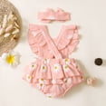 thumbnail image 6 of PatPat Newborn Baby Girl Clothes 100% Cotton Baby Romper Sleeveless Short Jumpsuit Summer Clothes Outfit Set, 0-3 Months, 6 of 11