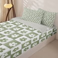 thumbnail image 3 of Erosebridal Fresh Daisy Floral Pattern Zipper Full Size Comforter Sets with Fitted Sheet and 2 Pillowcases,Grid Check Print Zipper Bedding Set,Sage Green White,Grey Reversible, 3 of 6