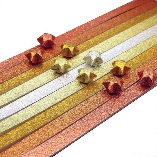 520 Sheets Glitter Paper Folding Paper Stars Paper Strips Lucky Stars Decoration Folding Paper for Hand Arts