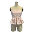 thumbnail image 5 of Women's Floral Strapless Peplum Top - Embroidered Lace Crop Top with Ruffled Hem, Summer Casual & Romantic Date Outfit 2025, 5 of 9