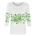thumbnail image 5 of St Patrick's Day T Shirt for Womens Green Leaf Print Irish 3/4 Sleeve Loose Pullover Tops, 5 of 5