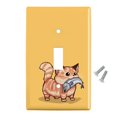 thumbnail image 2 of Kawaii Cute Cat with Fish in Mouth Plastic Wall Decor Toggle Light Switch Plate Cover, 2 of 3