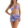 thumbnail image 1 of INSPIRAR CHIC Conjuntos de Bikini de Color Contrastante para Mujeres de 3 Piezas con Espalda Atada, Parte Inferior Triangular, Trajes de Baño Grandes en Púrpura, 1 of 5