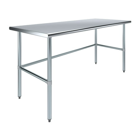 

AmGood 72 Long x 30 Deep Stainless Steel Work Table Open Base | Work Station | Metal Work Bench