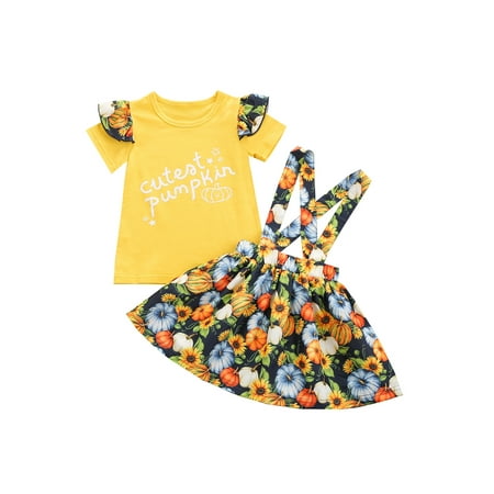 

Owls Yard Toddler Baby Girl Overall Skirt Set Kids Short Sleeve T-Shirt Tops+Suspender Skirts Dress Summer Outfits Clothes