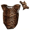 thumbnail image 1 of Qiylii Baby Girl's Leopard Romper, Ruffled Sleeveless Bodysuit + Hairband, 1 of 7