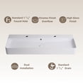 thumbnail image 2 of Los Flexi 43" x 16" Trough Sink, Extra Large Rectangular Ceramic Vessel Sink with Dual Faucet Holes and Pop-Up Drain for Wall-Mount & Above-counter, 2 of 13