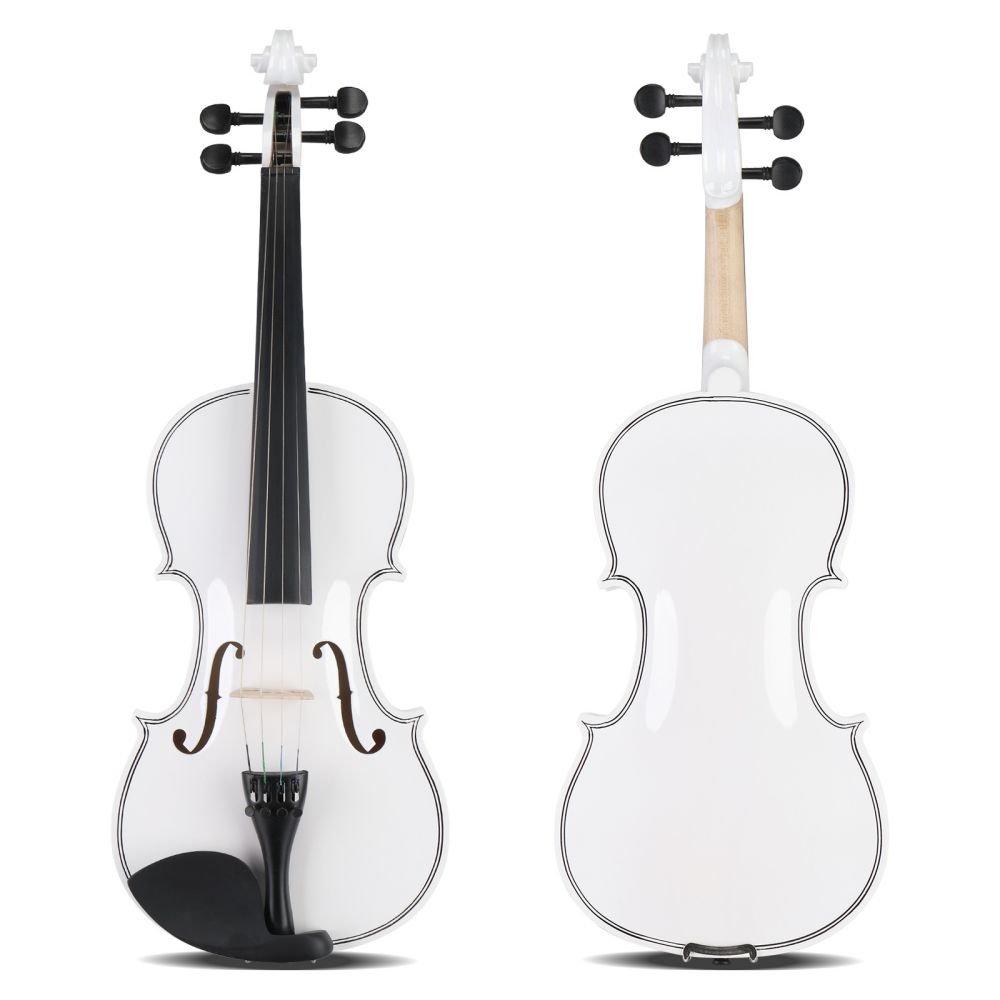 4/4 Violin Set Full Size Fiddlewith Hard Case, Shoulder Rest, Rosin, Bow and Extra Strings, for Adults Beginner Students (White)