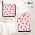 thumbnail image 4 of Strawberry Pink Oven Mitts and Pot Holders Kitchen Cooking Gloves 2 Pcs Set Heat Resistant Pad for Baking BBQ Home Decor, 4 of 6