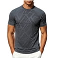 thumbnail image 2 of TKKCS Mens Slim Fit Crew Neck T Shirts- Summer Casual Short Sleeve Geometric Print Lightweight Basic Tees Dark Gray Size 2XL, 2 of 6