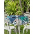 thumbnail image 3 of Outdoor Tablecloth with Umbrella Hole for Patio/Picnic/Party/Camping, Ocean Turtle Waterproof Table Cloth Round Cover Washable, Coastal Seahorse Jellyfish Coral Wood Green (Dia 60"), 3 of 8
