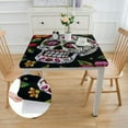 thumbnail image 2 of BANET Square Tablecloth Flower Skull Skull Mysterious Fitted Table Cover Washable Tablecloths for Kitchen Dining Party white, 2 of 7