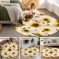 thumbnail image 5 of Round Rugs 4Ft, Summer Sunflowers Round Area Rug Washable Indoor Throw Carpet, Pastoral Rose Floral Farmhouse Vintage Soft Non Slip Circle Rug for Kitchen Nursery Room Home Decor Aesthetic, 5 of 8