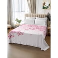 thumbnail image 2 of Cherry Blossom Flat Sheets Only Full Size, Soft Breathable Bed Top Sheets for Mattress, Gradient Tree Pink Flower Plant Luxury Bedding Flat Sheets for Home Hotel Bedroom Bed Protection, 2 of 9