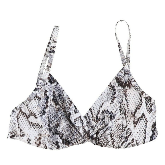 Calvin Klein Womens Lined Bikini Top Swimsuit Bathing Suit Snakeskin Xs S New