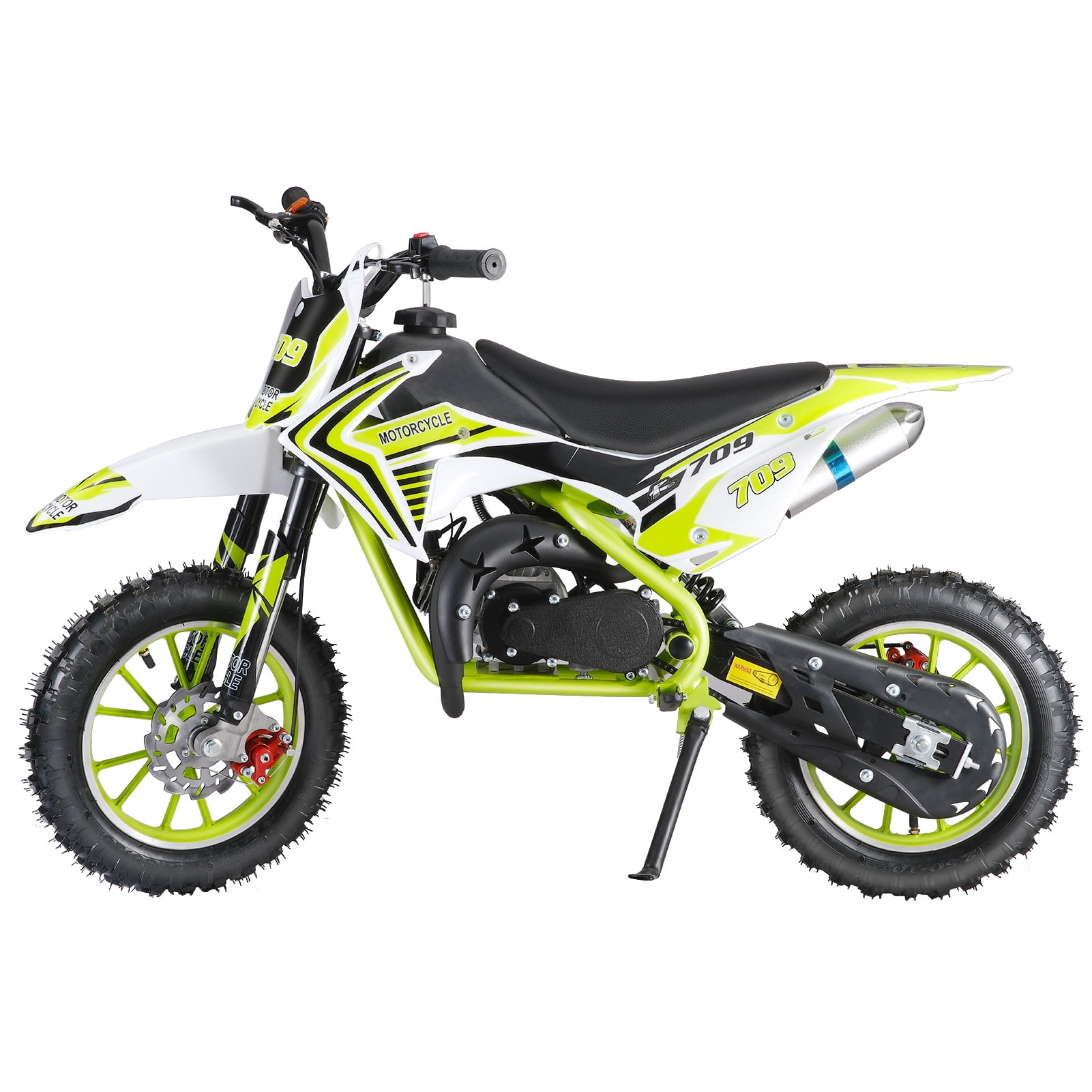 Fompes 49CC 2-Stroke Gas Powered Mini Dirt Bike Kids Dirt Bike 30KM/H Max Speed Easy Pull Start Front & Rear Disc Brakes 330LBS Capacity - Green