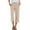 130#Khaki, variant on Capris Pants for Women Casual Summer 2026 Straight Wide Leg Loose Elastic Waist Cropped Trouser Navy XL