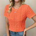 thumbnail image 3 of Women's Summer Going Out Tops Dressy Casual Crewneck Short Sleeve Textured Basic Cute Trendy T Shirts Tee Blouse, 3 of 5