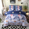 thumbnail image 1 of Juego de sábanas navideñas de poliéster, diseño Noche de Navidad, tamaño Queen, incluye funda de edredón y fundas de almohada, perfecto para decorar tu hogar en temporada festiva., 1 of 7