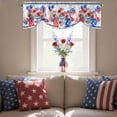 thumbnail image 4 of Independence Day Daisy Tie Up Valances Curtain, Adjustable Kitchen Red Blue American Flag Flower Balloon Blue Plaid Valances for Windows Rod Pocket Short Curtains Set for Bedroom/Bathroom, 42"x18", 4 of 9