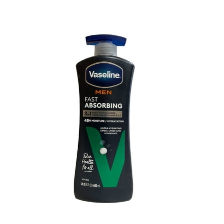 Vaseline Men Body & Face Lotion, Fast Absorbing 20.3 oz (Pack of 2)