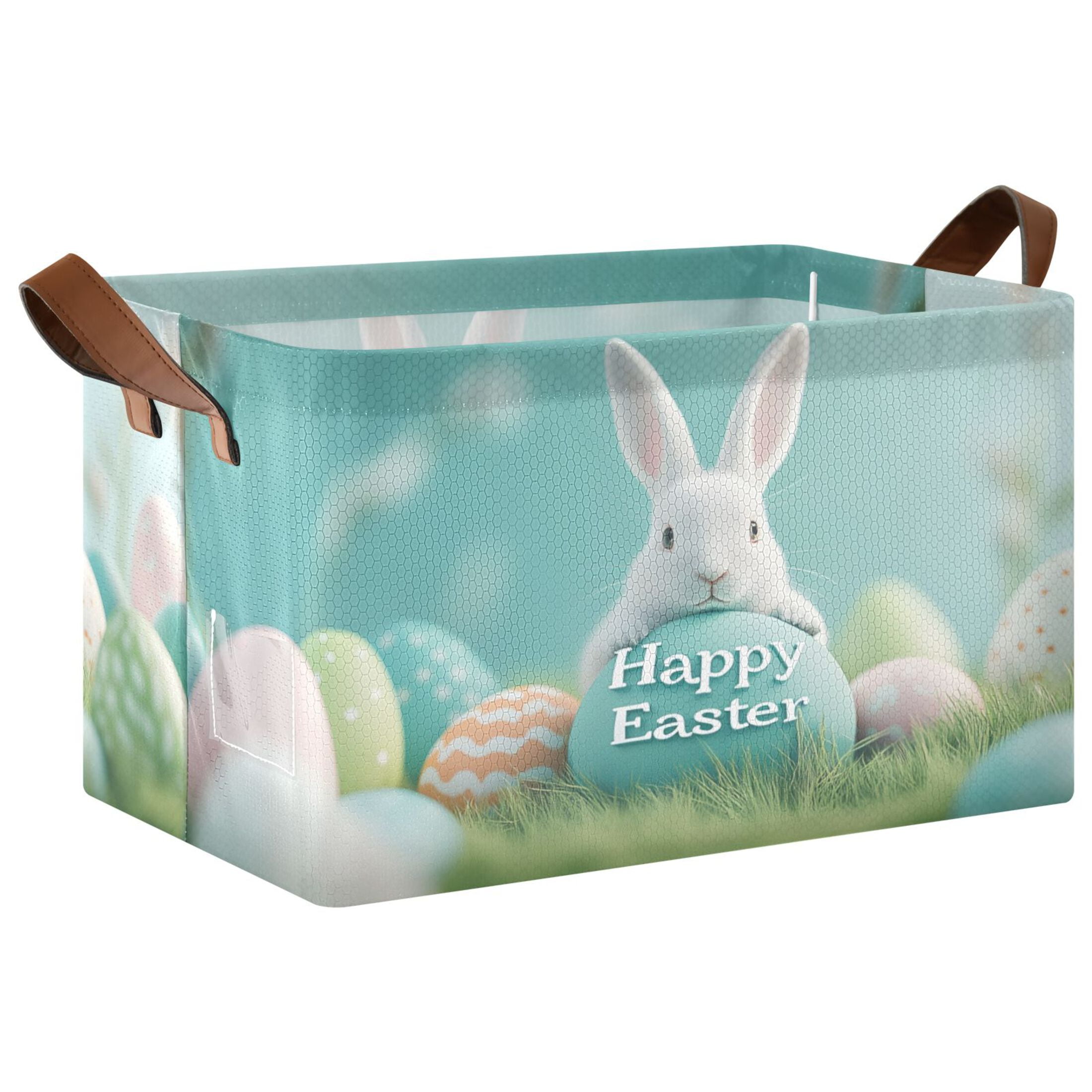 Ryvnso Cute Easter Rabbit Storage Bins Large Basket Foldable Cube Toys Organizer with Handles 2 PCs