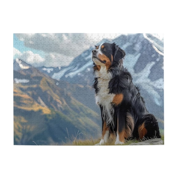 500-Piece Wooden Jigsaw Puzzle for Adults - Bernese Mountain Dog Scenery , Fun & Relaxing Interlocking No-Dust Puzzle for Family, Home Decor & Holiday Gifts