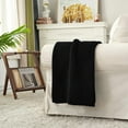 thumbnail image 2 of Holzlrgus Chunky Cable Knit Throw Blanket Lightweight Black 100% Organic Cotton Blanket for Sofa Couch Bed Baby Nursery, Rustic Shabby Chic Modern Farmhouse, 51” x 63” Give Laundering Bag, 2 of 7