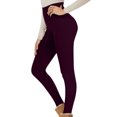 thumbnail image 2 of Thick Fleece Lined Leggings for Women Tummy Control High Waisted Workout Thermal Warm Soft Yoga Pants for Cold Winter Purple M, 2 of 3