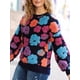 thumbnail image 5 of Suéter de cuello redondo con flores tridimensionales para mujer, jersey básico informal de manga larga y cuello redondo, cálido, para otoño e invierno, 5 of 5