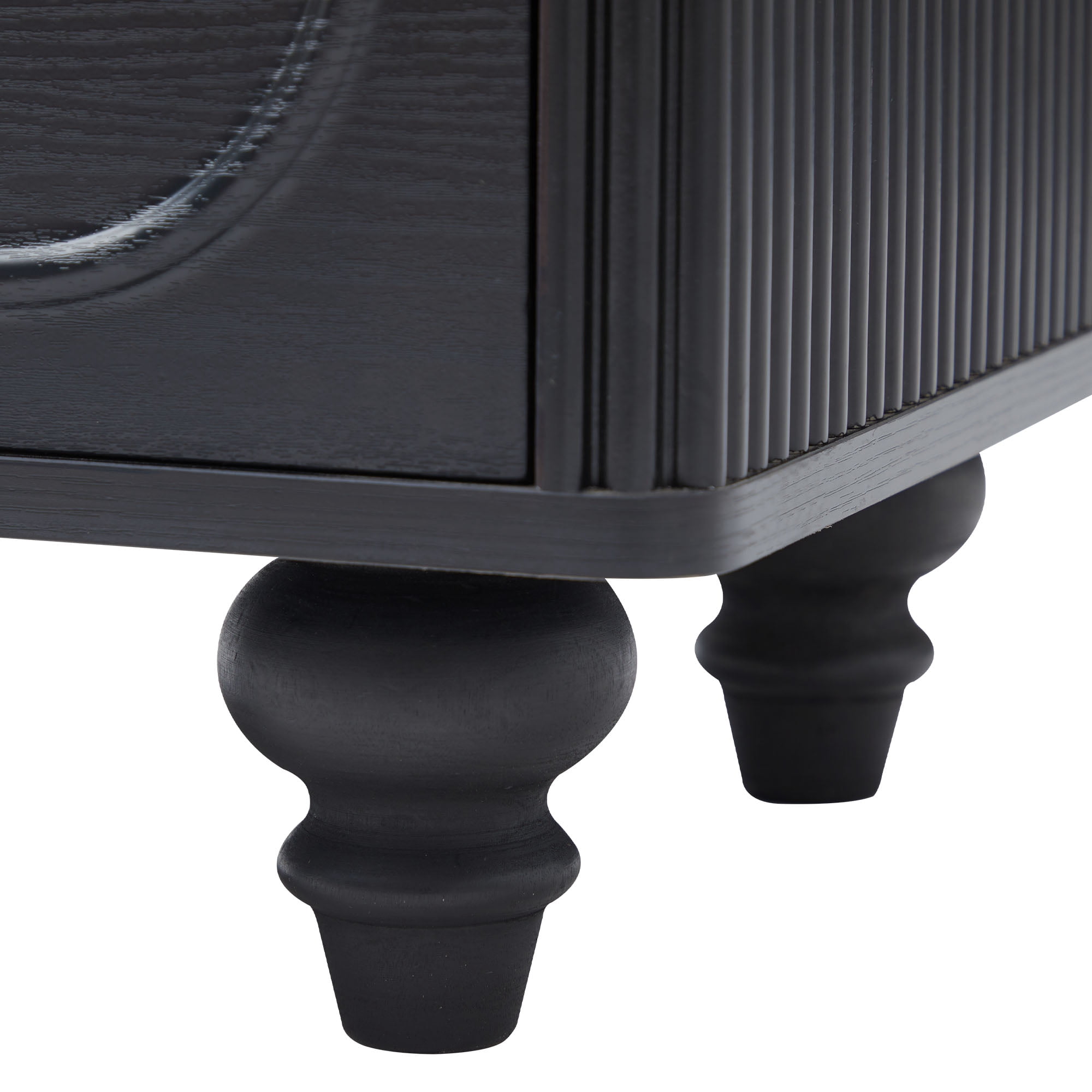 Wirrytor 2 Drawer Nightstand Set of Two, Mid Century Modern Bedside Table with Fluted Sides, Small End Table for Bedroom, Space Saving Storage Cabinet for Small Spaces, Black