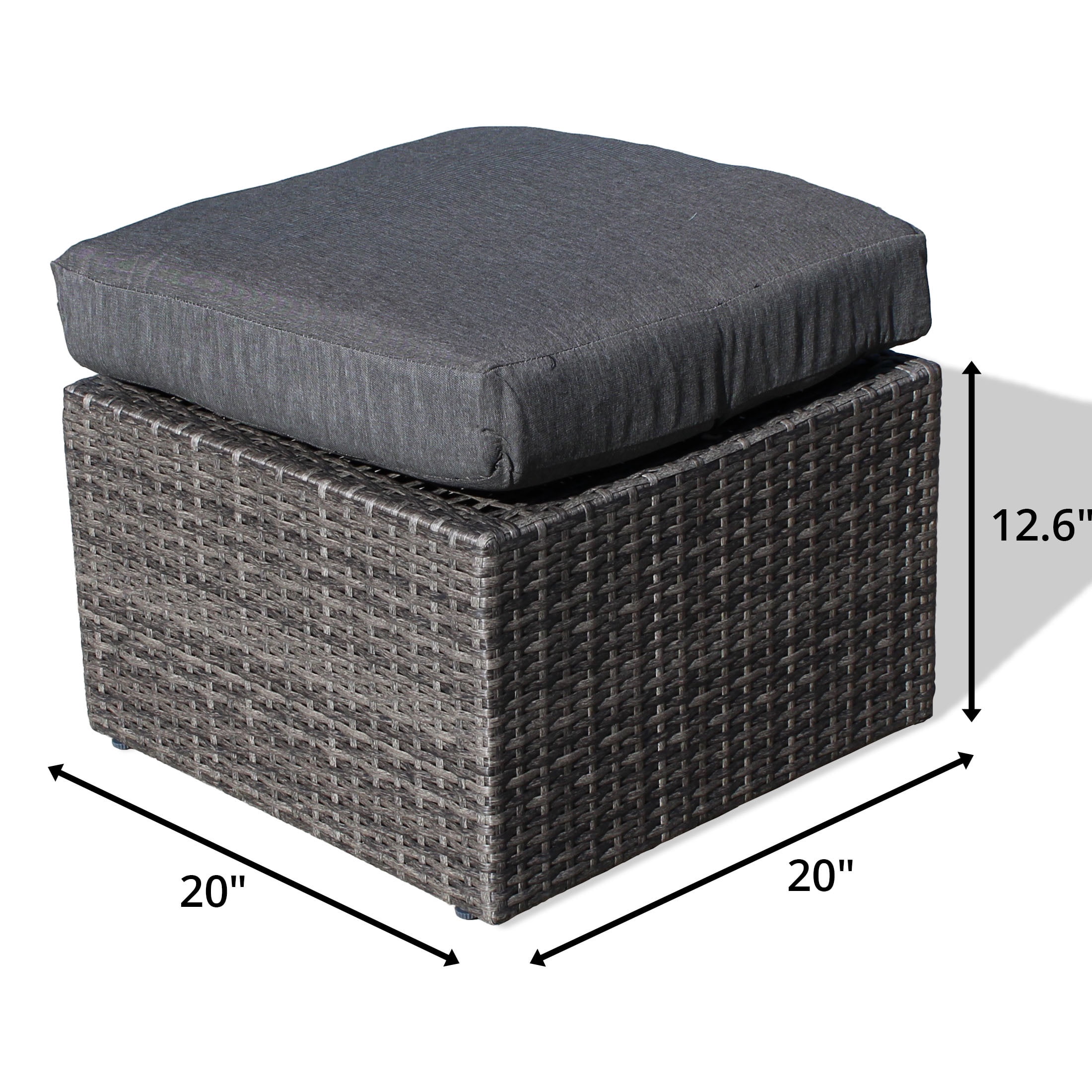 Belle Patio Sunset 6-Piece Wicker Outdoor Patio Furniture Conversation Set with 6 Seats, Tempered Glass Coffee Table & Gray Cushions