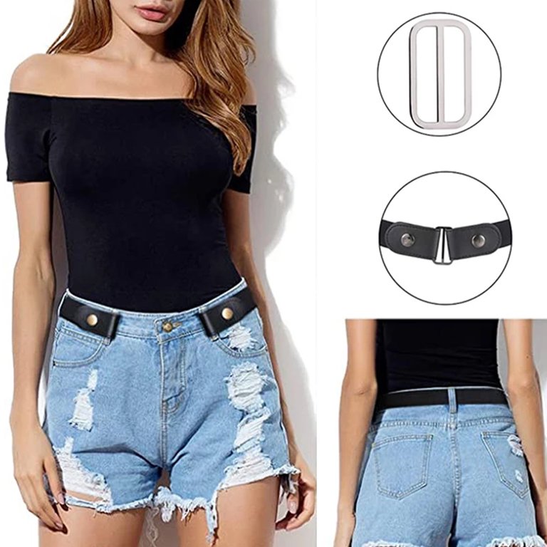 Bodychum No Buckle Belts for Women Jean Belts Elastic Stretch Belt Female  Invisible Fashion Waist Belt for Shorts, Brown, Valentines Day Gifts 