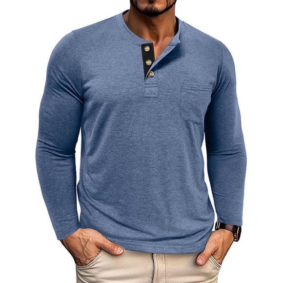 Blusas y camisas de manga larga con cuello redondo para hombre, de color liso, cálidas y ajustadas, con cuello semialto, de manga larga, para deportes y fitness, de poliéster.