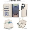thumbnail image 3 of ELEHOLD Case for Samsung Galaxy S25 Ultra, Detachable Magnetic Zipper Leather Wallet Case with RFID Blocking, Card Holder & Cash Slot, Wrist & Crossbody Strap,White, 3 of 8