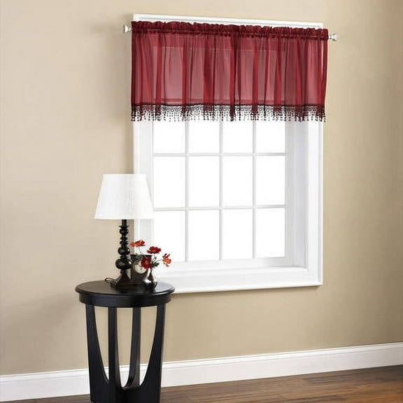 Mainstays Macrame Tailored Curtain Valance, 50"L x 18"W