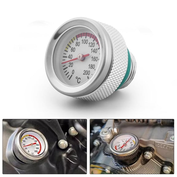 M20x1.5 Oil Temp Temperature Gauge Filler Cap For Motorcycle 0-200Celsius Silver