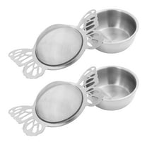 2 Pcs Tea Strainers with Drip Bowl Stainless Steel Loose Leaf Tea Filter with Flower Handle Reusable Fine Mesh Tea Interval Diffuser for Loose Leaf Coffee Herbal Spice(Silver)
